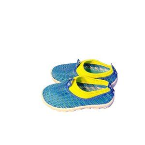 Water Kid Pool Mesh Shoes Size 9.5 / EUR 27 Rubber Slip-On Blue Yellow
